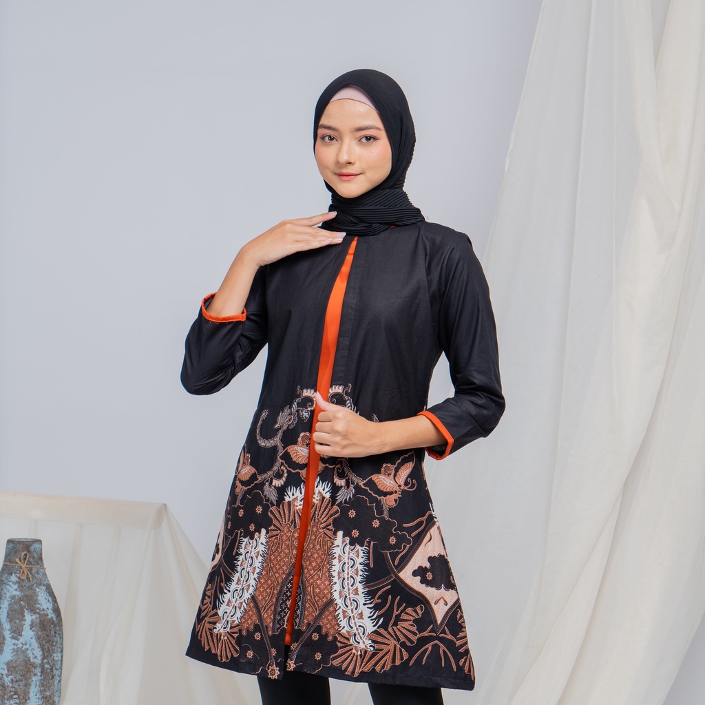 BAJU BATIK MUSLIMAH OUTFIT KONDANGAN MODEL TUNIK PIAS KASYAIRA