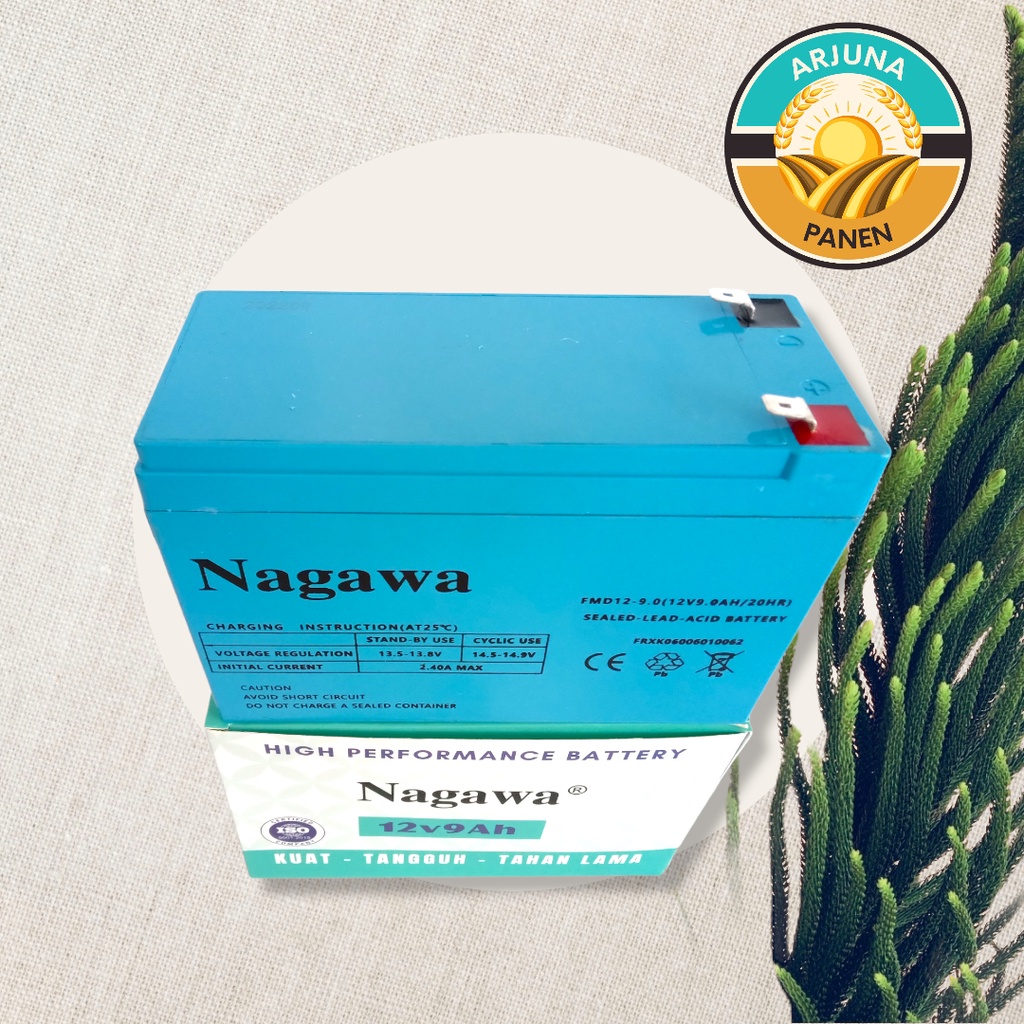 *DI-JAMIN ORI* Aki Accu 12V 9Ah Nagawa Nagasaki Sprayer Elektrik Tangki Alat Semprot - 15 x 6,4 x 9,