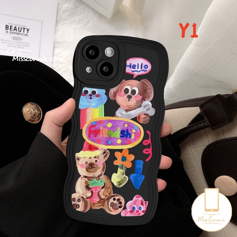 REDMI Redmi9 12C 10 10A 10C A1 9T 9A 9C A1+Mi 11T Pro Note 10Pro 11 9 8 10 10s 9Pro 11Pro+9s 11s PO CO M3 X3 NFC Pro Kartun Graffiti Anjing Lucu Gadis Stiker Lembut Case Wavy Edge