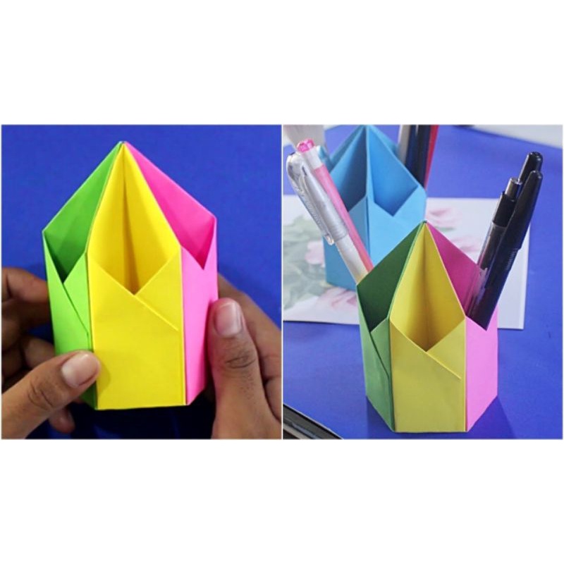 

Tempat pensil dari kertas Origami