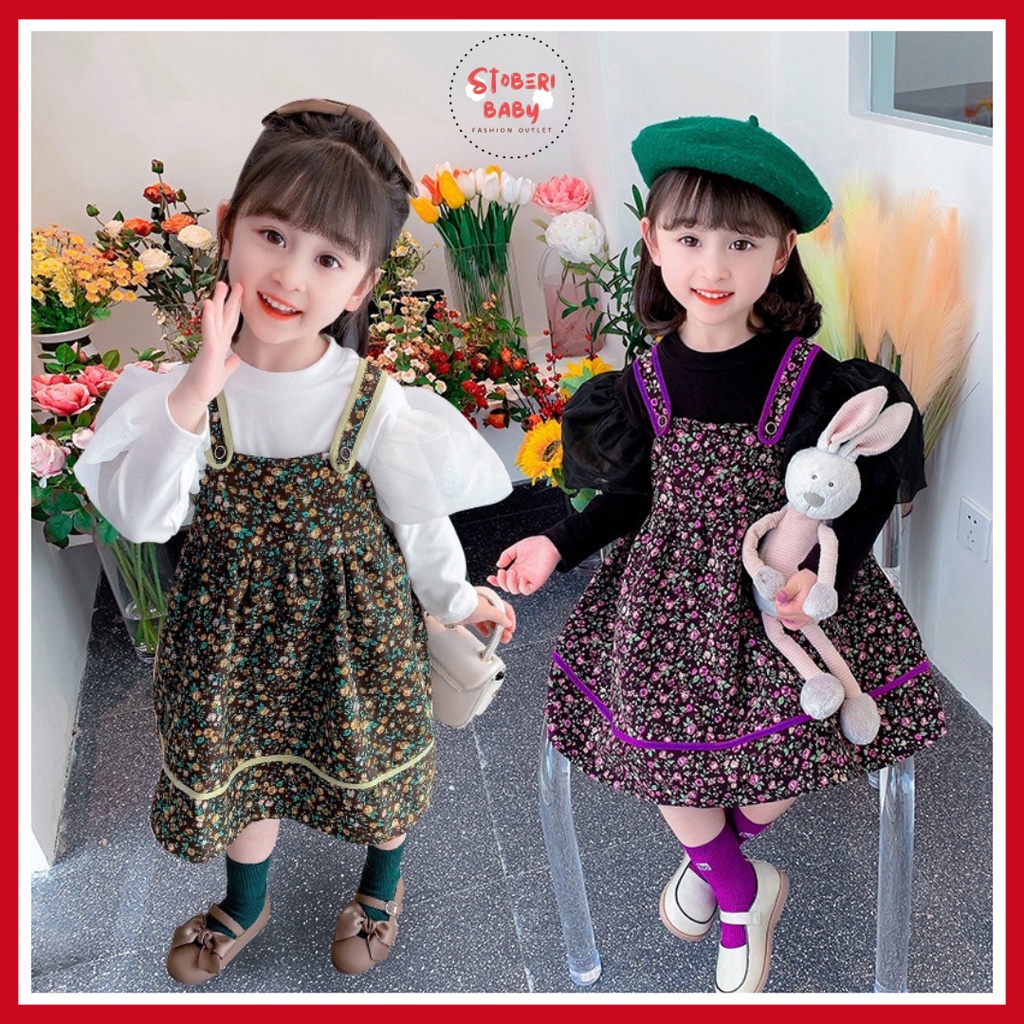 stoberibaby - DRESS SHARON FLOWER EBV Baju Dress Anak Perempuan Import Dress Anak Bayi Cewek 0-5 Tahun Gaun Bayi