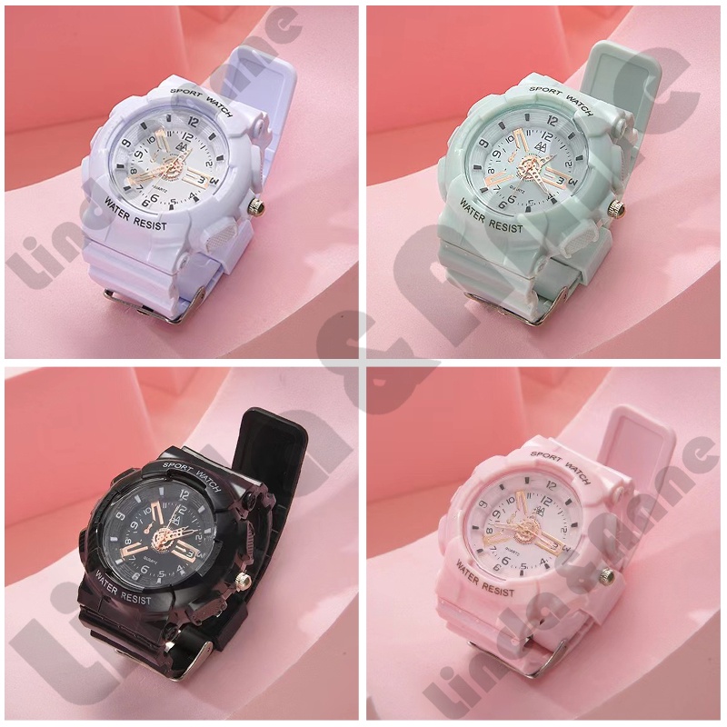 Jam Tangan Wanita Sport Watch Analog Strap Rubber Korean Fashion