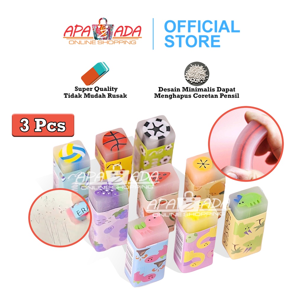 

Apazada Penghapus / Eraser Pensil Motif Lucu Set 3 Pcs / Penghapus Stip Kecil Dan Panjang / Penghapus Unik Murah MQ-671/629/675