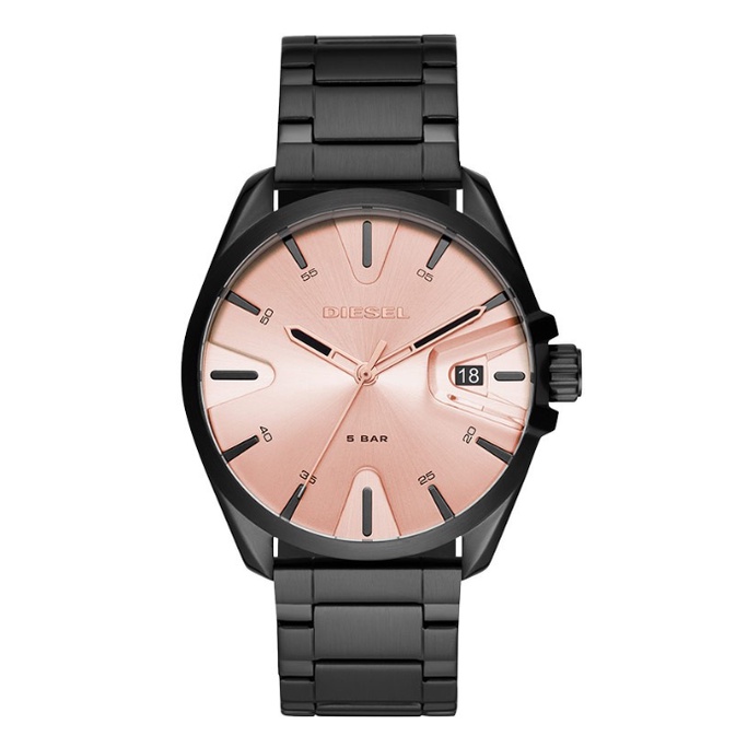 Diesel Watch Men Rose Gold Dial Black Stainless Steel Strap