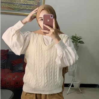 VEST ROMPI CABLE/BAJU WANITA PREMIUM/RAJUT TEBAL OUTERWEAR