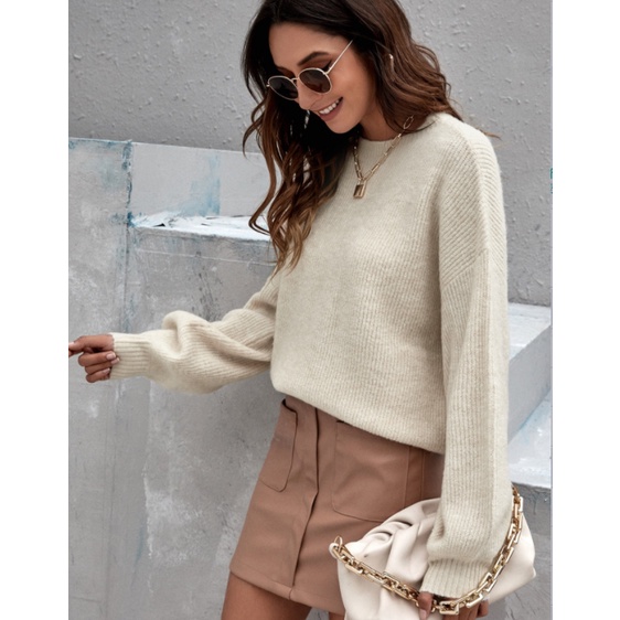 【Elegant】Korean Round Neck Long Sleeve Pullover Sweaters 7504