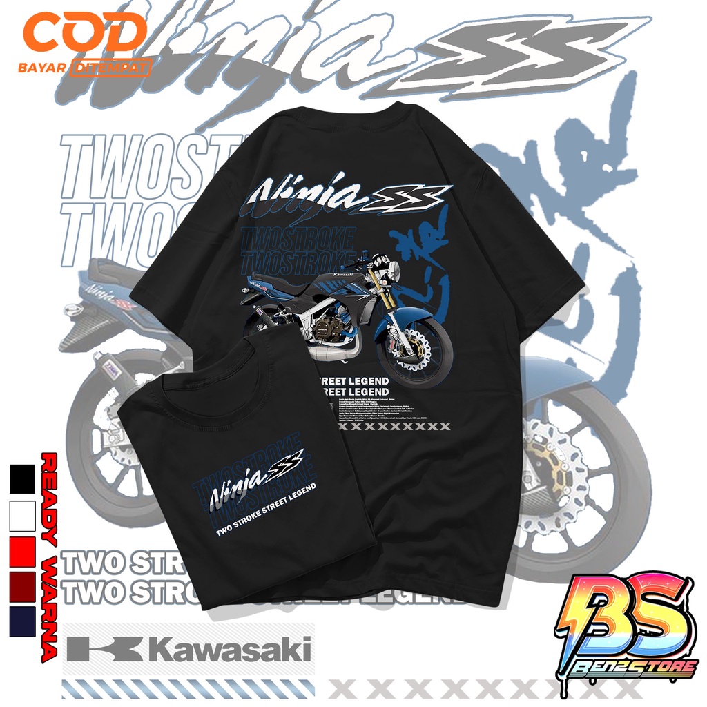 KAOS DISTRO TWO STROKE NINJA SS BIRU - KAOS MOTOR 2TAK - BAJU NINJA SS TWO STROKE