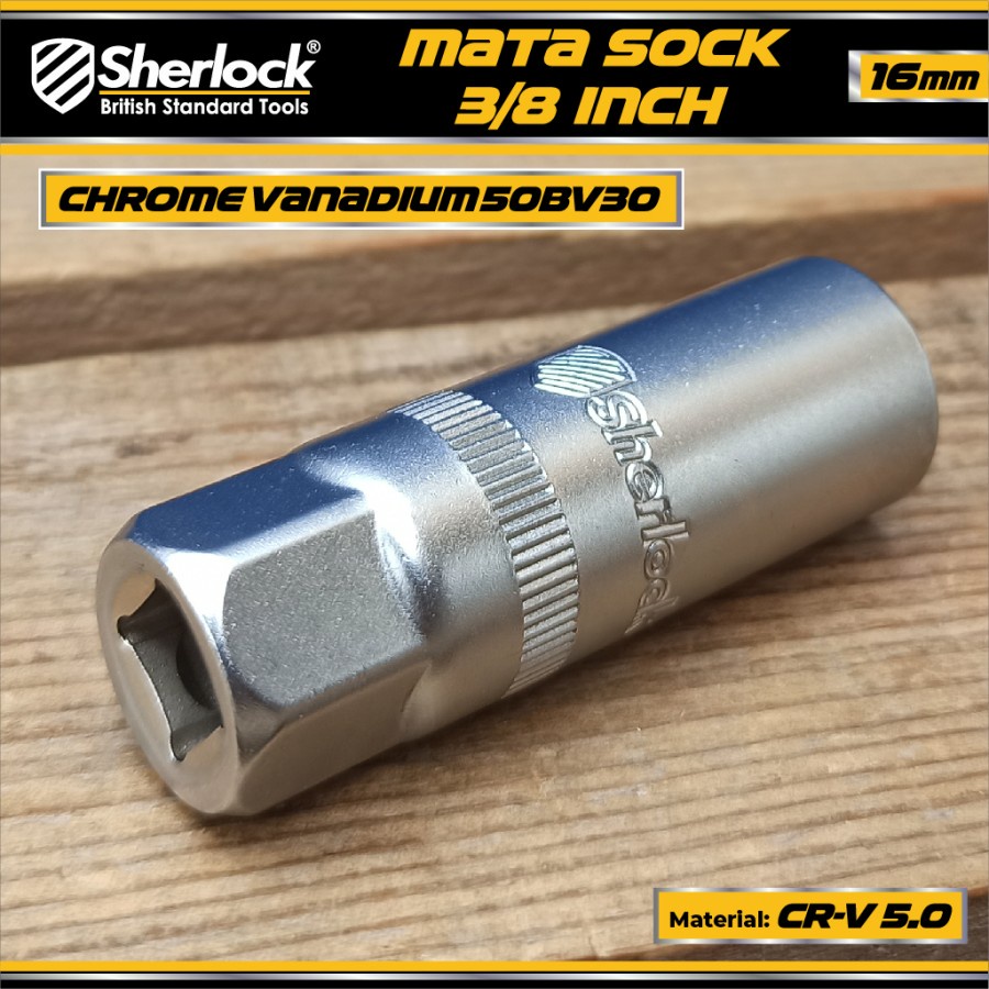 MATA SOK KUNCI BUSI 16 MM X 3/8 INCH SHERLOCK SPARK PLUG SOCK 3/8&quot;