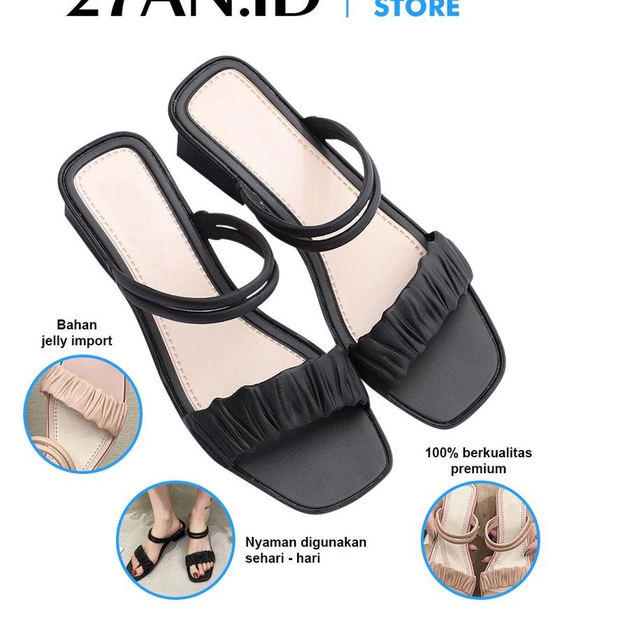 ✨SHOPEE MALL✨ Sandal Heels Karet Wanita 3cm SP40 Anti Slip Sandal Wanita Wedges Jelly 