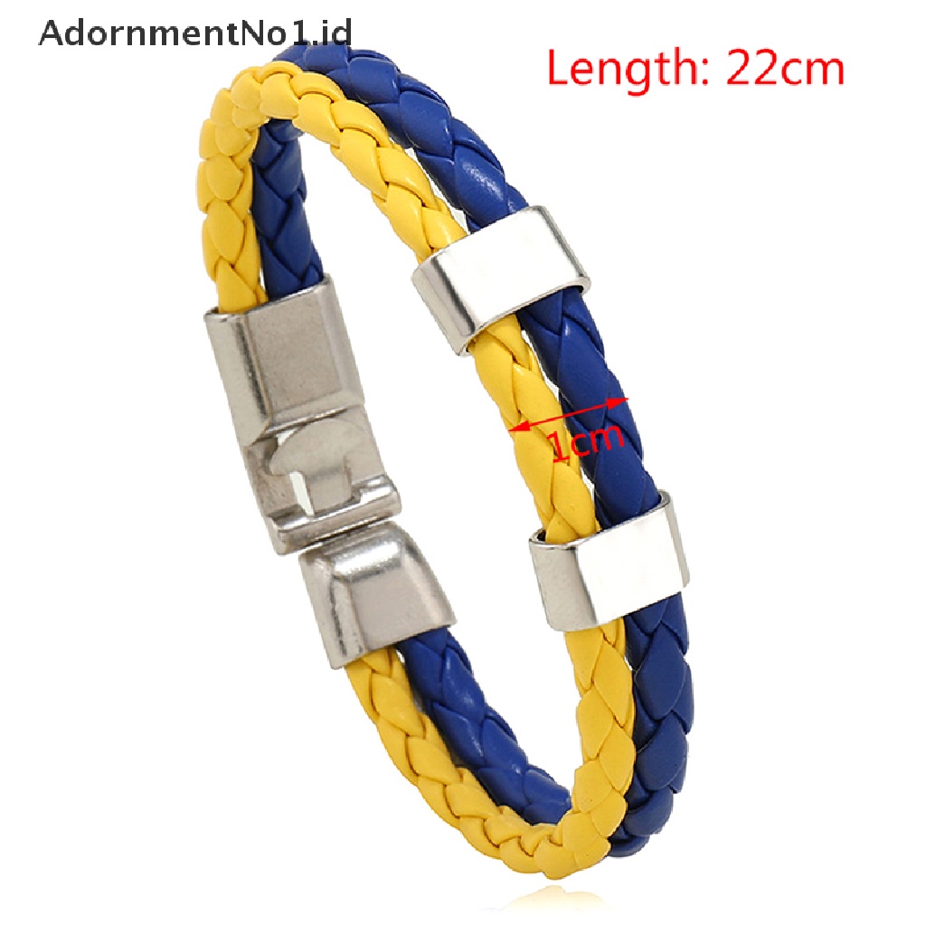 [AdornmentNo1] Couple Gelang Anyaman Multi-layer Biru Dan Kuning Gelang Warna Bendera [ID]