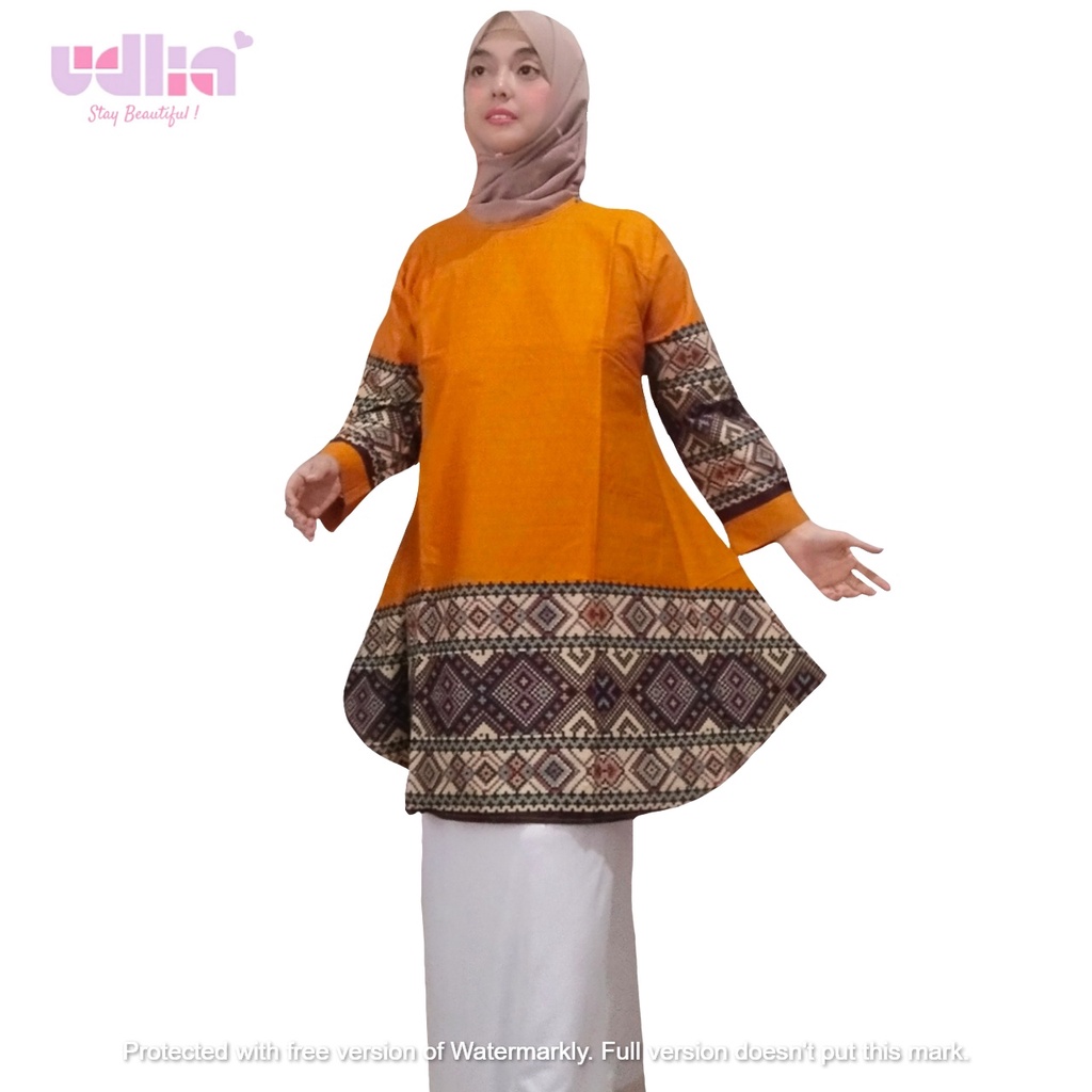 Udlia Atasan Wanita Tunik Katun Jumbo Kuning Ethnic