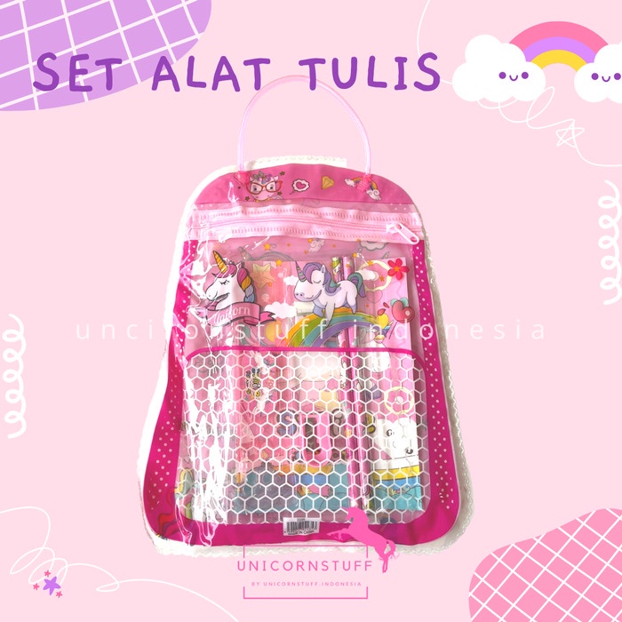 Paket Alat Tulis Set Stationary Tempat Pensil Cewek Perempuan Kado Pin