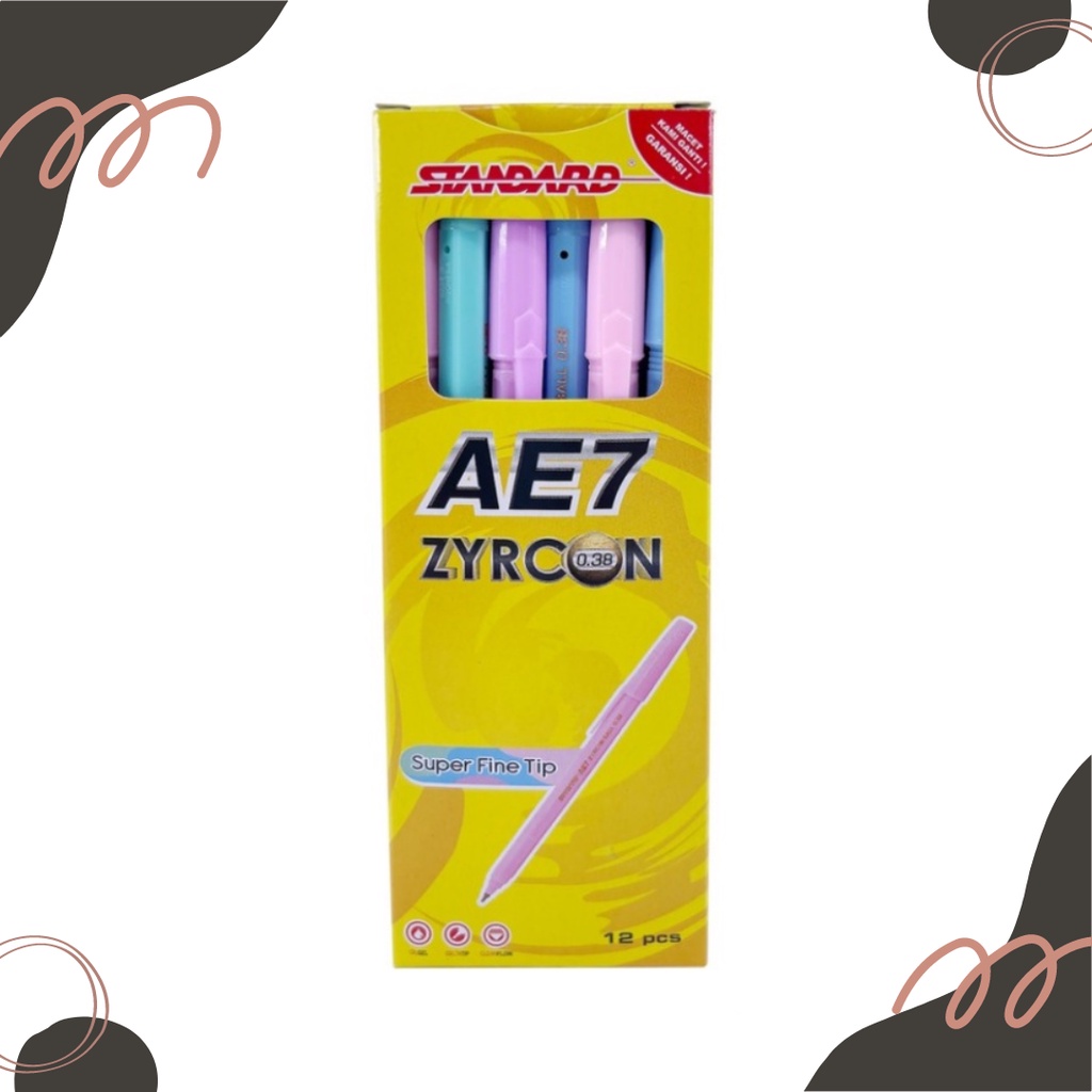 

(12 pcs) BALLPOINT / PULPEN STANDARD AE-7 ZYRCON BLACK