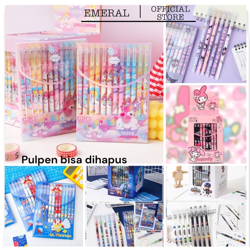 

Emeral_12pcs pulpen magic bisa di hapus / pulpen penghapus