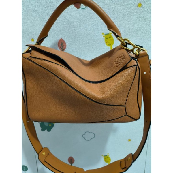 Loewe Puzzle Medium Bag In Tan Classic Calf Skin