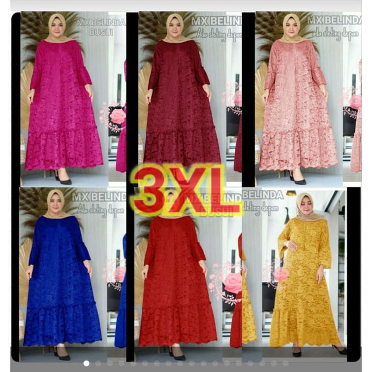 Gamis Jumbo Pesta Brokat Busui Bagus Cakep Mewah Lebaran