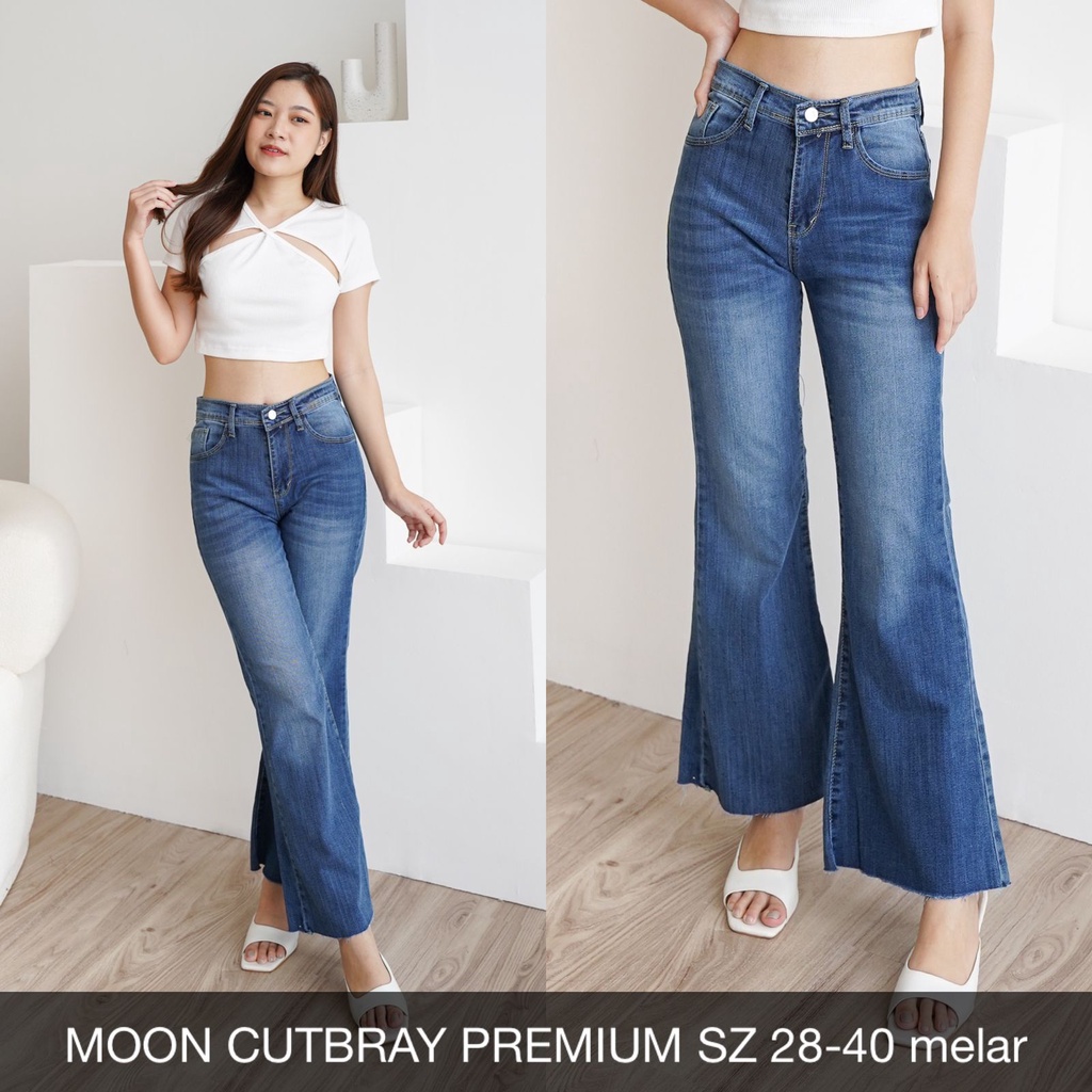 CELANA JEANS WANITA UKURAN NORMAL &amp; JUMBO MOON CUTBRAY-SYSCLOTHIER