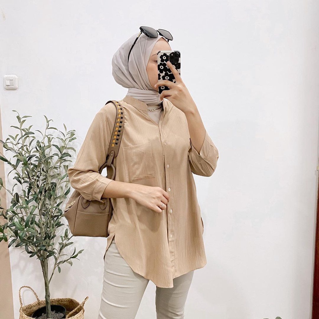 DAILY TOP BLOUSE // SHAKILA KEMEJA CRINKLE POCKET WANITA