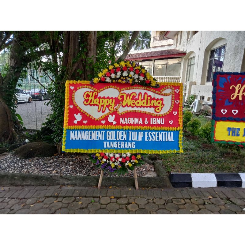 karangan bunga papan Happy wedding serang, Pandeglang, Cilegon, Rangkasbitung