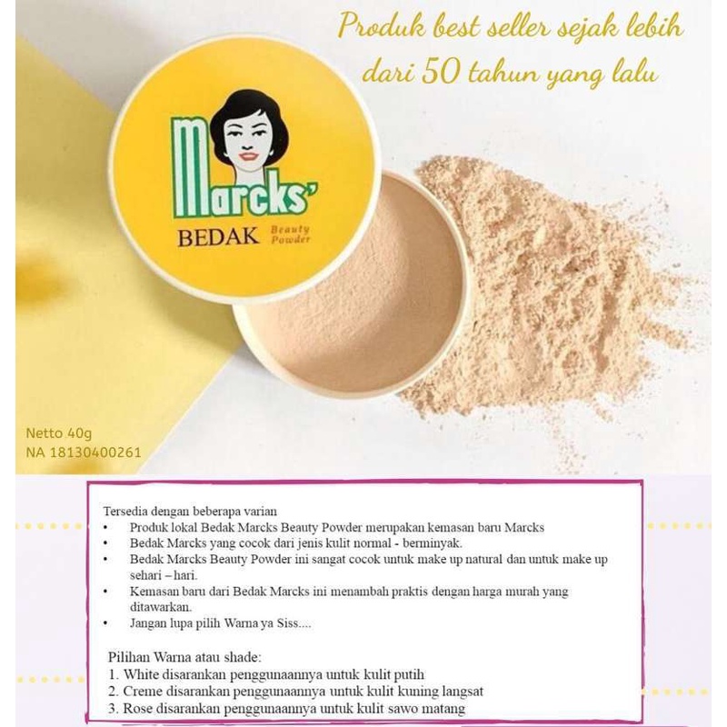 Marcks’ Beauty Powder 40 gr / Bedak Tabur Marcks