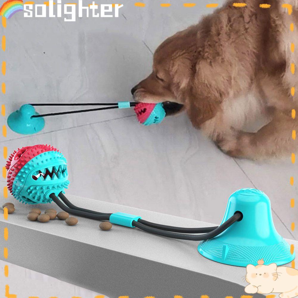 Solighter Dog Interaktif Toy Pet IQ Treat Toys Mainan Bola TPR Pembersih Gigi Anjing