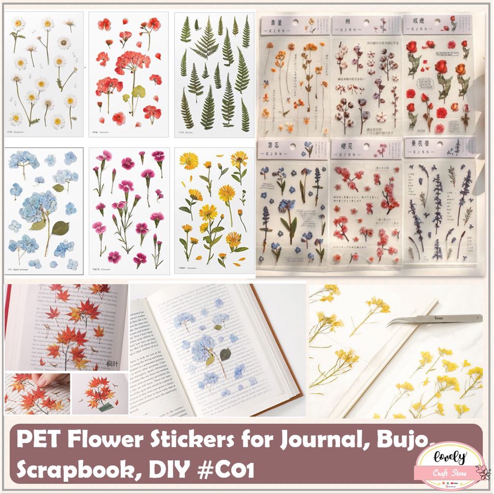 

LovelyCraftStore | C01 ~ Sticker PET Art Deco Sticker Bullet Journal Sticker Tanaman Plants Deco Sticker, Deco Art