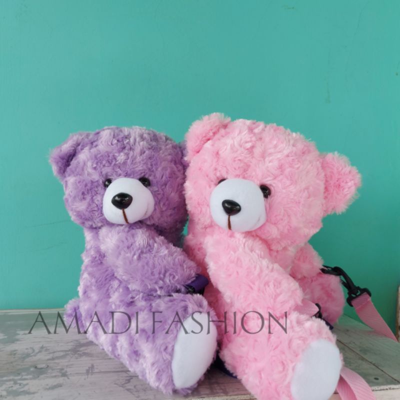 Tas Selempang BERUANG merangkul /tas boneka bulu lucu imut gemoy /tas bulu /tas selempang mini