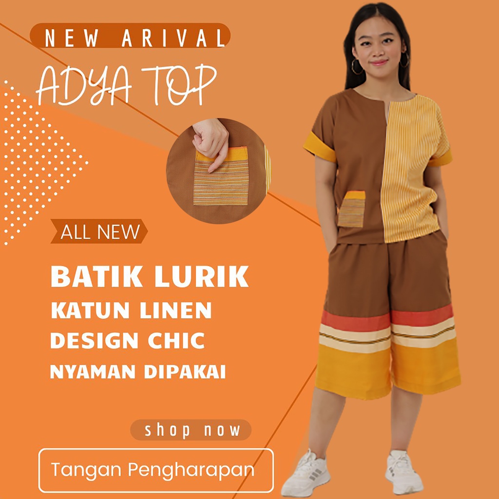 Jual Stelan Batik Wanita Lurik (Adya Top & Ajeng Pants) - Batik Tangan ...