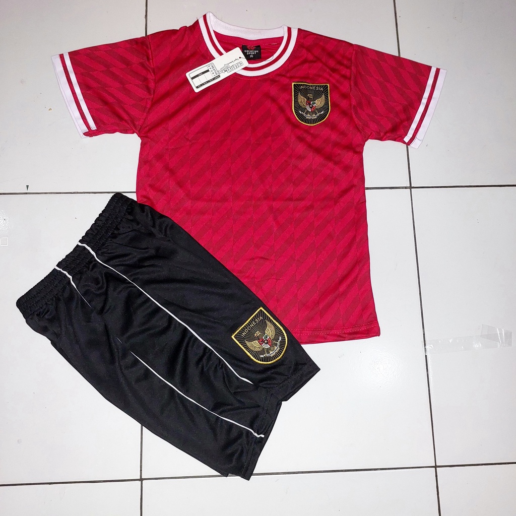 setelan baju bola timnas inonesia size 1-12thn bisa sablon nama