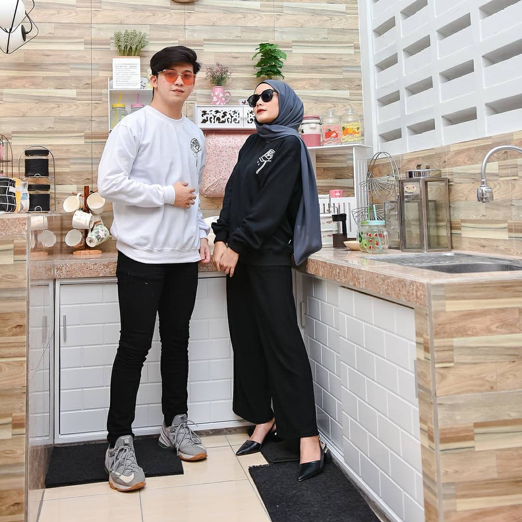 SWEATER COUPLE ONLY ROSE | PAKAIAN SWEATER WANITA DAN PRIA POLOS | ALLSIZE | HARGA YANG TERCANTUM SATUAN