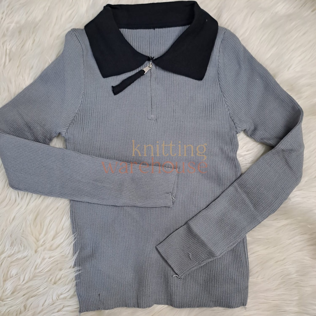 Melly Polo Top Soft Knit - Sweater Korea - Atasan Wanita Rajut Import TM (R008)