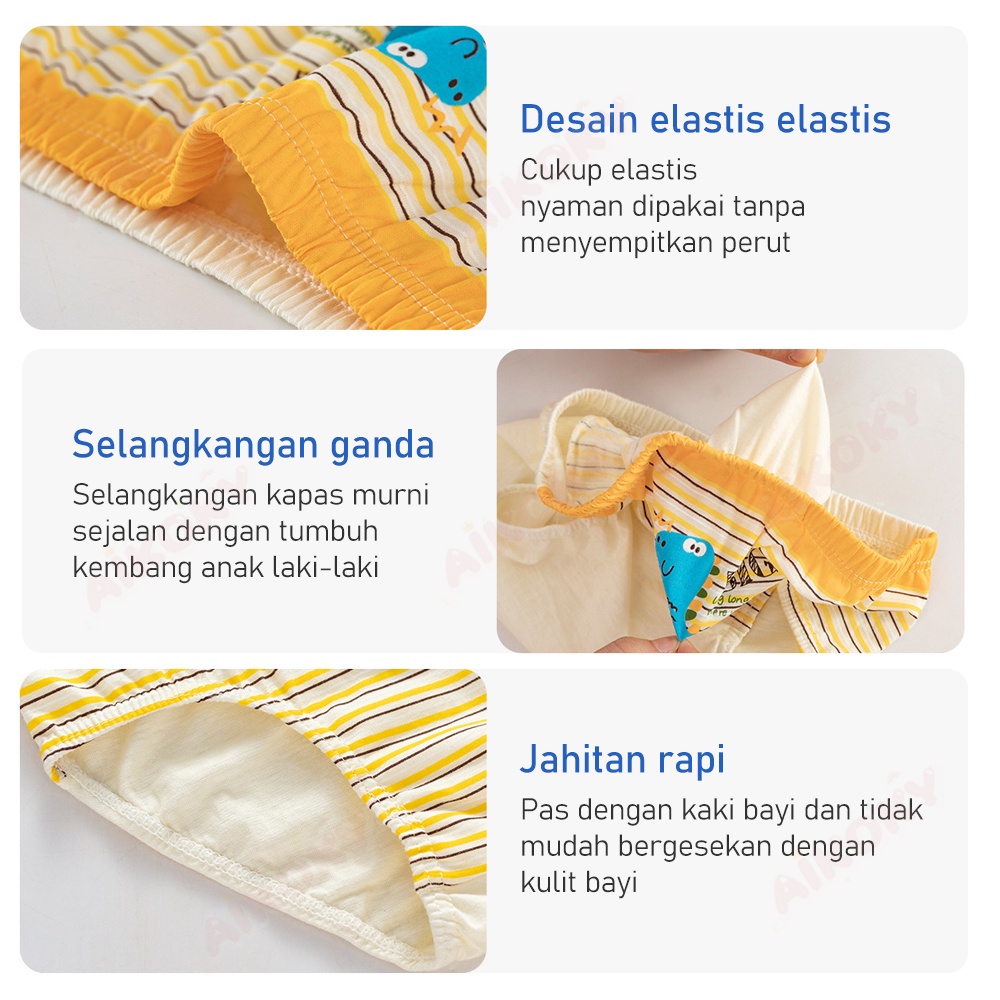 Aikoky Celana Dalam Anak Laki-Laki Katun Murni Desain Kartun Lucu 5 PCS/Set