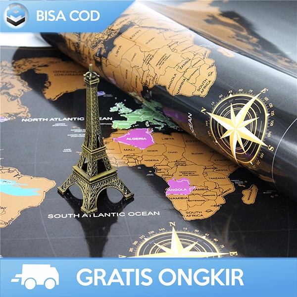 WALL STICKER WORLD MAP STIKER HIASAN DINDING PETA DUNIA SCRATCH MAP