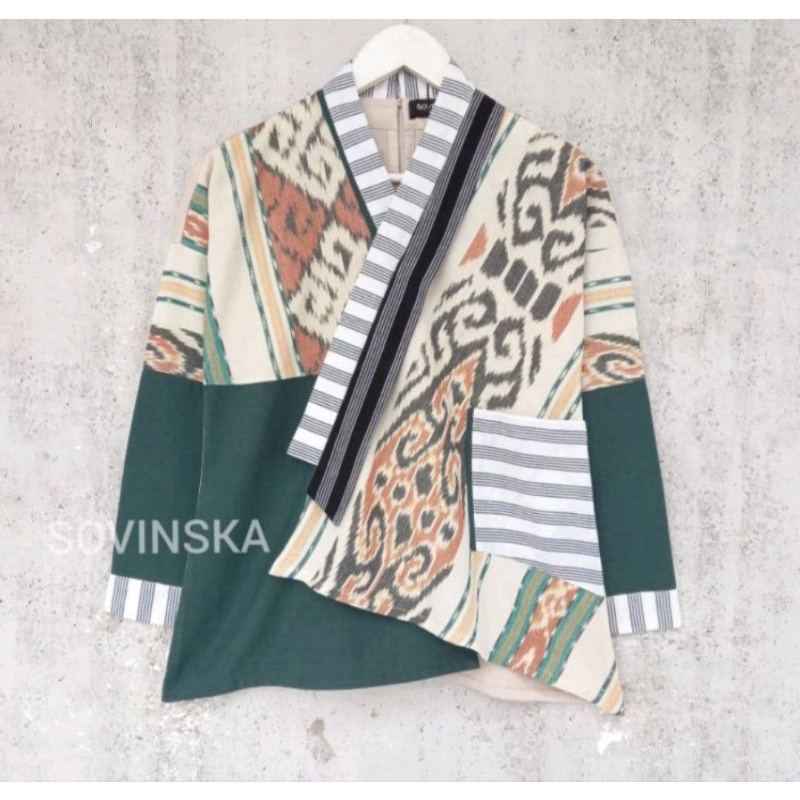Preloved Atasan Sovinska - Tenun M27 Hijau