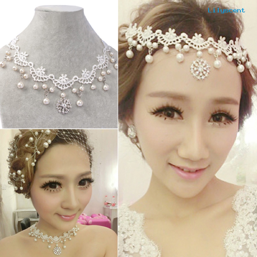 Ls Kalung Hollow Mudah Dipakai Mutiara Imitasi Faux Pearl Sexy Gaya Rock Lace Choker Untuk Kehidupan Sehari-Hari