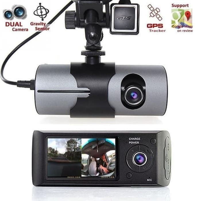 Camera Mobil DVR R300 GPS Gerak Sensor Dual Camera CCTV Dash Cam