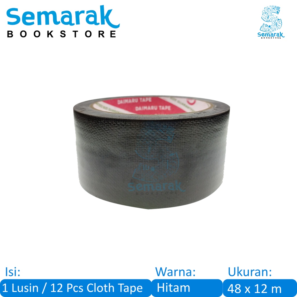 

Daimaru Cloth Tape Lakban Kain 48 MM x 12 Y - Hitam [1 Lusin / 12 Pcs]