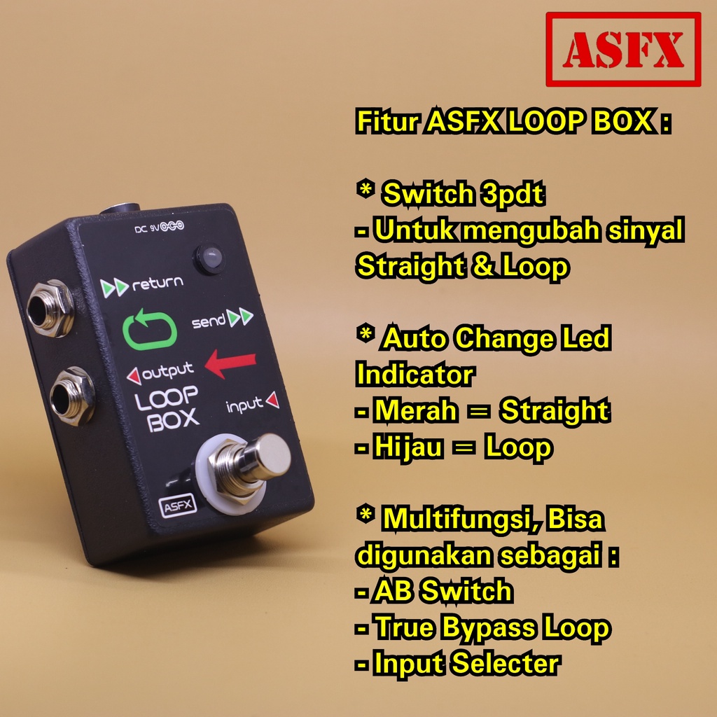 ASFX LOOP BOX true bypass looper efek AB Switch untuk gitar dan bass