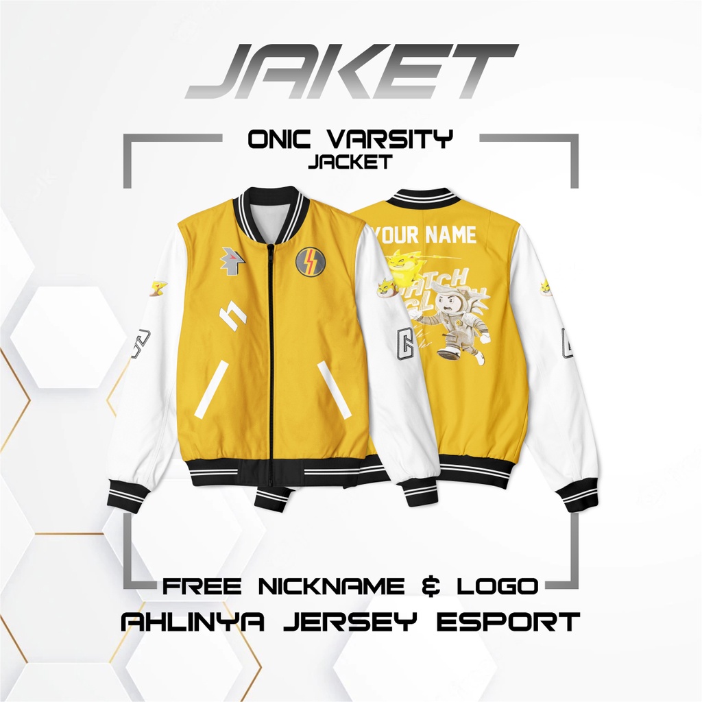 Jaket ONIC ESPORTS TERBARU 2022 SEASON 10 Varsity Full Printing FREE NICKNAME