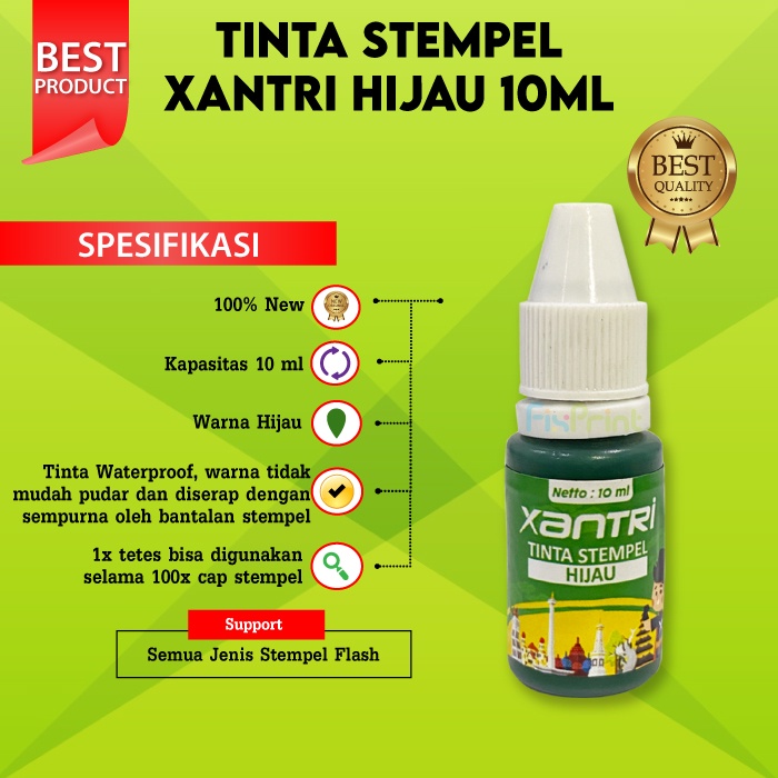 Tinta Isi Ulang Stampel Stempel Flash Warna Anti Luntur 10 ml Refill Ink Stamp Stampel HItam Biru Merah Pink Hijau Orange Ungu 10ml