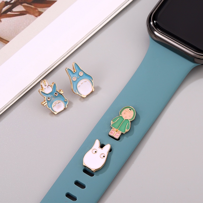 My Neighbor Totoro Gesper Tali Pesona Hias Untuk Iwatch Silikon Gelang Jam Logam Dekorasi Pesona Aksesoris Untuk Watch Band