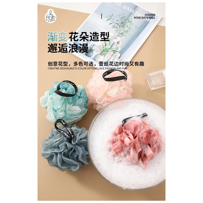 Bath Ball Bola Gosok Punggung Tubuh Super Lembut Tidak Melukai Kulit Pembersih Daki Pembuat Busa Sabun Dapat Digantung Aesthetic Lucu Fine Mesh Back Body Scrubber Bath Puff