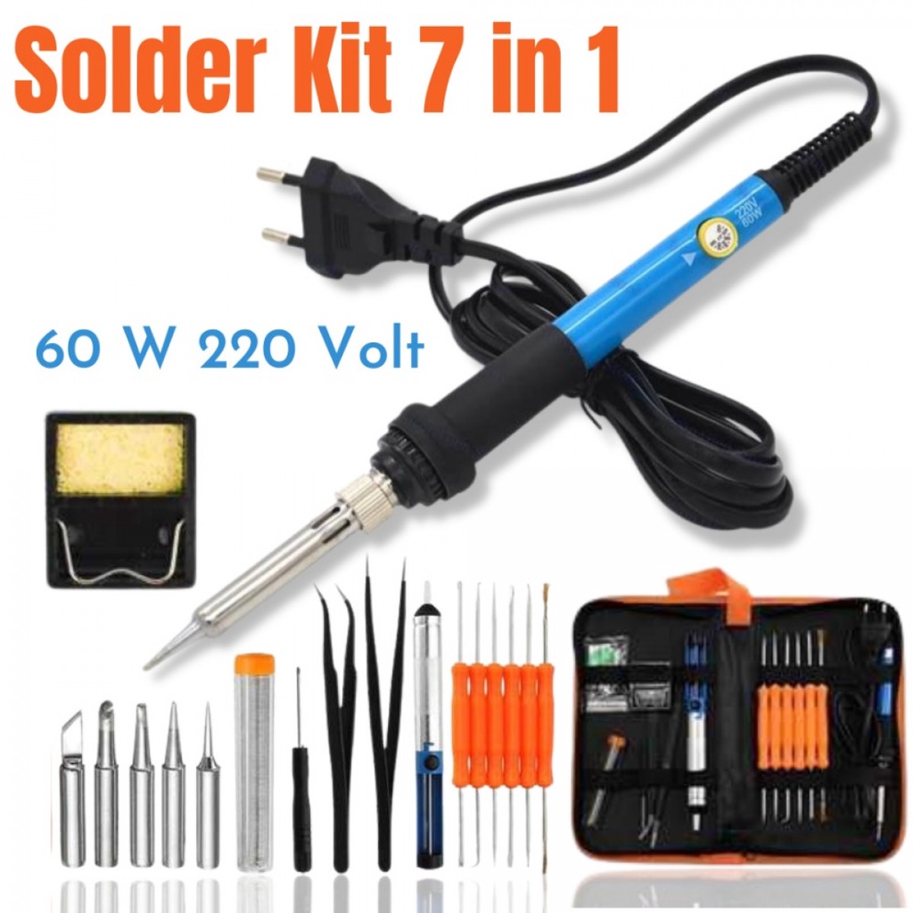 Set Peralatan Solder Kit 7 in 1 Taffware 60W 220V