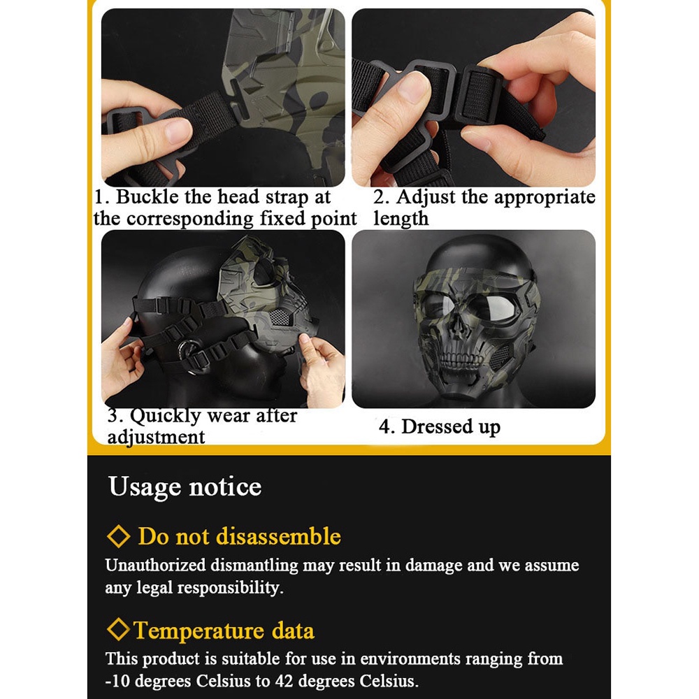 WoSporT Masker Motor Topeng Airsoft Gun Full Face Skull - MA-110 - Black - 7RSE4LBK