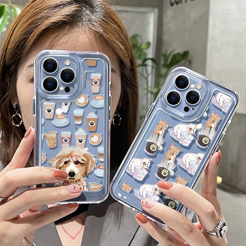 IPHONE Casing Ponsel Lembut Transparan Anjing Lucu Kompatibel Untuk Iphone14 11 13 12 Pro XS Max X XR 78 6S Plus Silcone Shockproof Casing TPU Cover