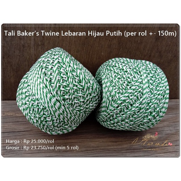 

TALI-27 : Tali Baker’s Twine Lebaran Hijau Putih (per rol +- 150m)