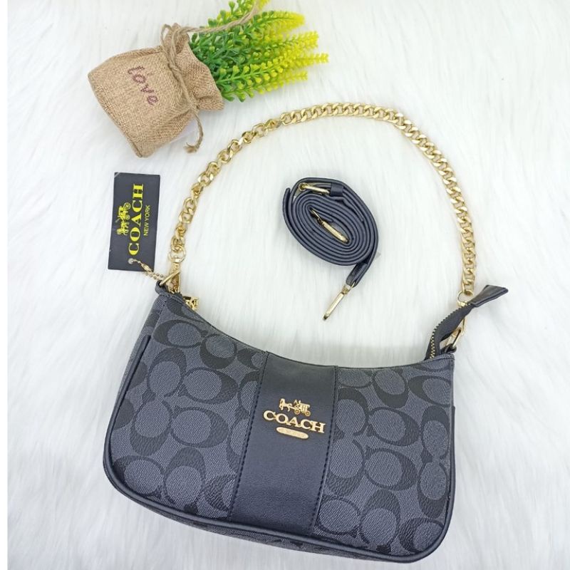 tas wanita Co@ch plat rantai terbaru top handle 2 tali