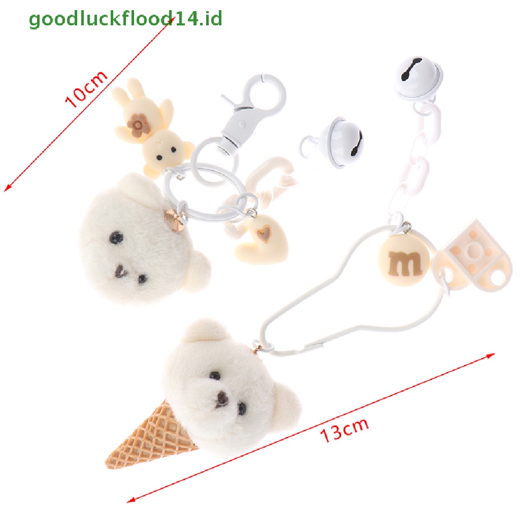 [GOOGFOUR] Cute Ice Cream Plush Bear Keyring Gantungan Kunci Mobil Pakaian Tas Gantungan Kunci Hadiah [TOP]