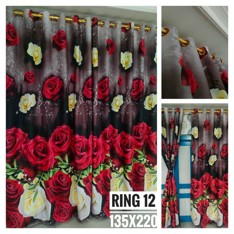 Gorden Smokring Minimalis/ Dekorasi Ruang Tamu/ Tirai Pintu Jendela/ Bahan Tebal