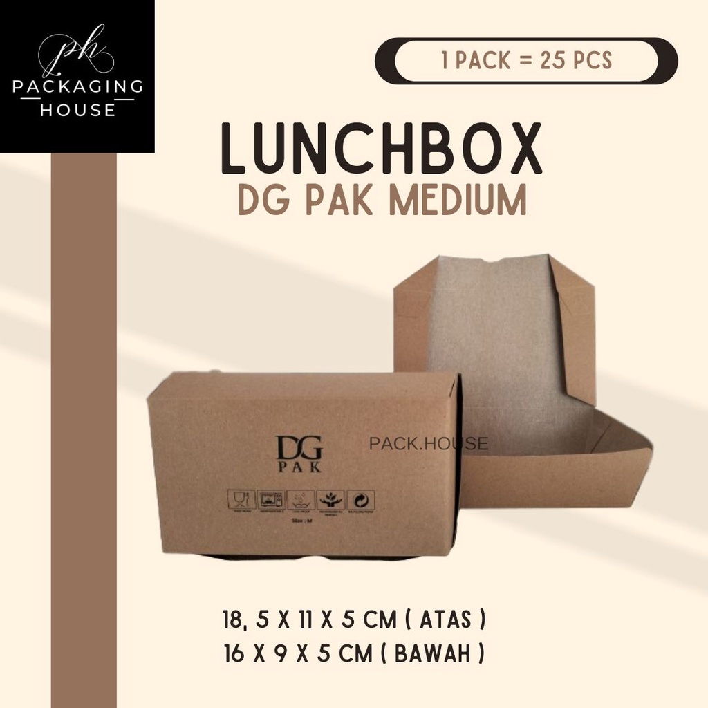 

Paper Lunchbox M | 25 Pcs / Pack | Lunchbox Kraft Size M | Lunchbox Paper Kraft Coklat |